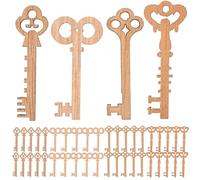 Wooden Key - Shaped Christmas Decorations, Classic Hand - Carved Design, Ideal for Home Decoration, Wooden Key - Shaped Christmas Decorations, 50pcs per Pack