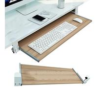 Wooden Keyboard Stand with Extra Workspace & Drawer Desk with Clamp for a Tidy Workstation Ideal for Home & Office Use Design