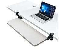 Wooden Keyboard Tray with Sturdy C-Clamps Adjustable Sliding Keyboard Drawer Smooth Glide Mechanism Easy Pull-Out Design Office Keyboard Storage 520/650/750 x 250 mm