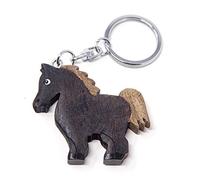 Wooden Keyring Horse Black, brown, 4 cm