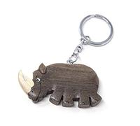 Wooden Keyring Rhino, brown, 3/10