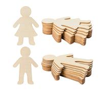 Wooden Kids Boy & Girl Wall Art Unfinished Ornaments for Christmas Wedding Birthday Party Thanksgiving Day Decoration 20Pcs