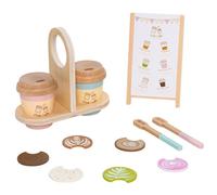 Wooden Kids Coffee Set, Pretend Play Food Toy, Mini Coffee Cups with Spoon and Tray, Wooden Playset, Fun Kitchen Accessory with Realistic Design, Educational Toy for Boys Girls