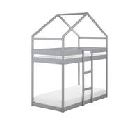 Wooden Kids House Bunk Bed EU Single Size Grey LABATUT