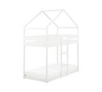 Wooden Kids House Bunk Bed EU Single Size White LABATUT
