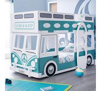 Wooden Kids Theme Bunk, Happy Beds Campervan Bunk Bed - 3ft Single (90 x 190 cm) with 2 Spring Mattresses Included