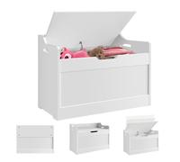 Wooden Kids’ Toy Organizer Chest - Ottoman Storage Box with Easy-Open Lid, Safety Hinges & Handles - Perfect for Toys, Blankets & Bedding,Compact & Portable