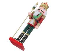 Wooden King Nutcracker Soldier Figurine with Scepter for Christmas Decor