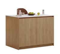 Wooden Kitchen Island with Stone Top, Storage Cabinets & Shelves, Compact Design for Small Spaces - Stylish and Functional Kitchen Furniture (Brown)