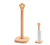 Wooden Kitchen Roll Holder Free Standing, Paper Towel Holder Wooden Thicken Base Paper Towel Dispenser, Cute Little Flower Stand for Kitchen Counter for Countertop Table Cabinet, Bathroom Towel Roll S