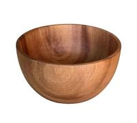 Wooden Kitchen Salad Bowl with Natural Texture and Thick Handcrafted Finish, and Portable, Perfect for Serving Salad, Fruit, Soup, and Rice (13CM x 6CM)
