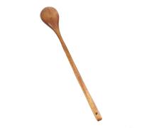 Wooden Kitchen Spoon with Extended Reach Handle for For stirring Mixing Scraping Without Splatter or Steam Contact (Brown)
