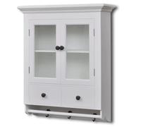 Wooden Kitchen Wall Cabinet Floating Cupboard with Glass Door White