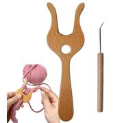 Wooden Knitting Fork - Crochet Braiding Weaving Tool,Craft Cord Maker | Durable Wood Fork with Needle for Beginners, DIY Yarn Projects, Scarves,Handmade Crafts, and Drawstring Accessories