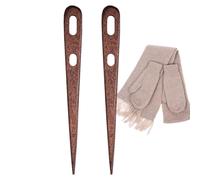 Wooden Knitting Needles - Beech 15x1.5 cm 2 Pieces | Large Two Eyes Needle | Embroidery Needle | Upholstery Needles | Two-Eye Needles for Crochet, Nalbinding, Sewing and Craft Projects
