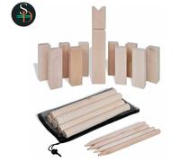 Wooden Kubb Game Set Outdoor Lawn Garden Family Blocks and Batons vidaXL