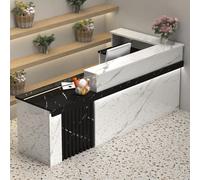 Wooden L-Shape Reception Desk, Modern Retail Counter for Checkout, Salon Store, Office Computer Table
