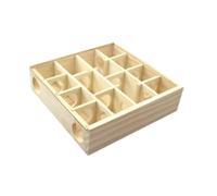 Wooden Labyrinth Tunnel Toy for Hamsters, Multi-Chamber Hideout Hut with Sandpit, Interactive Playground