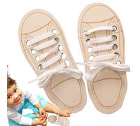Wooden Lacing Shoe Toy - Educational Shoe Lace, Practice Board for Kids and Babies, Early Learning Fine Motor Skill Training Toy for Teaching How to Tie Shoelaces | Elementary Educational Toys