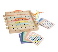 Wooden Lacing, Threading Board, Shape Recognition Creative Play Hand-Eye Coordination Cognitive Development, Stringing Toy for Kids Fine Motor Skills 7.09x7.09x0.79inches