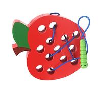 Wooden Lacing Threading Toy, Smooth Surface Worm Eating Threading Fruit High Strength for 1 to 2 Years Old Baby (#1)