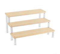 Wooden Ladder Display Stand with Acrylic Tiered Shelving Unit for Home Organization, Multi-Layer Storage Rack for Collectibles, Cosmetics, Desserts -(3 layer 30cm)