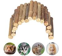 Wooden Ladder Hamster Chew Bridge Toy Reptile Hiding House Fence Habitat Decor for Reptile Lizard Tortoise Hedgehog Mice Gerbils(Small)
