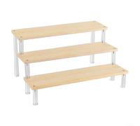Wooden Ladder Rack with Acrylic Shelves, Multi-Tier Display Stand for Collectibles, Cosmetics & Desserts - Space-Saving Home Organization Storage Box(3 layer 20cm)