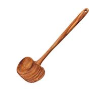 Wooden Ladle - 2-in-1 Non-Stick Long Handle Ergonomic, Kitchen Soup Spoon | for Non-Stick Pan Cooking Pot Kitchen Restaurant Mixing Flipping Frying Stirring