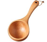 Wooden Ladle 8.5''Wooden Scoops for Jars Soup Ladle Round Bath Salt Scoop with Ergonomical Handle Ladle Spoon for Serving Flour, Beans, Water, Canister Style 1