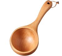 Wooden Ladle 8.5''Wooden Scoops for Jars Soup Ladle Round Bath Salt Scoop with Ergonomical Handle Ladle Spoon for Serving Flour, Beans, Water, Canister Style 1, Bath Salt Scoop