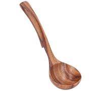 Wooden Ladle,Long Handle Soup Ladle Wood Soup Serving Spoon Tableware Catering Spoon Kitchen Mixing Ladle for Soup Mixing Tasting Flipping (Small Curved Hook Spoon)