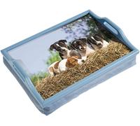 Wooden Lap Tray with Handles and Cushion Puppies Design Handles on Side Give Gr