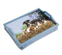 Wooden Lap Tray with Handles and Cushion Puppies Design Handles on Side Give Great Stability Lightweight Fully Portable, Use in any Room Easy Clean Tray Eat, Read, Work on your Lap Top
