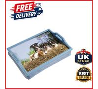 Wooden Lap Tray with Handles and Cushion Puppies Design Lightweight Portable