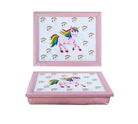 Wooden Lap Tray With Soft Padded Cushion Bean Bag Unicorn Style Art, Writing, Drawing, Breakfast, Dinner, TV, Food Compact Lightweight Serving Tray For Kids