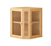 Wooden Large Double Bamboo Bread Bin, Corner Bread Bins For The Kitchen, Bread Storage Box With 2 Doors For Storing Bread And Other Foods (1xBrown)