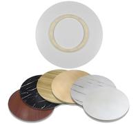 Wooden Lazy Susan Serving Tray 27in with 360° Smooth Rotation Tabletop Turntable for Dining Rustic White Design for Entertaining & Home Decor