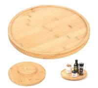 Wooden Lazy Susan Turntable for Dining Table, 29.5cm Lazy Susan Serving Platter Plate, 360° Round Manual Rotating Food Turntable Serving Tray for Countertop Cheese Desserts Condiment Organizer