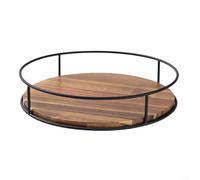 Wooden Lazy Susan Turntable Organizer 360° Rotating Spice Rack Kitchen Countertop Storage Round Oak Wood Condiment Holder