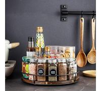 Wooden Lazy Susan Turntable Organizer - Round Serving Tray for Farmhouse Kitchen, Dining Table, Cabinet Storage, and Home Decor Centerpiece (12IN)