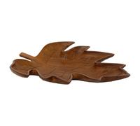 Wooden Leaf Trinket Tray, 33cm Brown Jewellery and Catch-All Dish