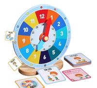 Wooden Learning Clock - Educational Toy for Kids Aged 3+, Includes Wooden Clock & 50 Time Cards (25 Analog, 25 Digital)