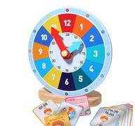 Wooden Learning Clock - Teaching Kit With Analog And Digital Time Cards, Educational Practice Toy For Number Recognition | Durable Activity Set To Understand Daily Schedules And Periods, Aged