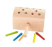 Wooden Learning Color Sorting Toy - Wooden Worm Catching Toy | Worm Catching Fine Motor Skill | Parent-Child Interaction Early Educational for Birthday | Coin Box Toys