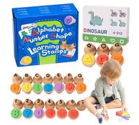 Wooden Learning Stamp Kit - Child Alphabet Tools, Preschool number blok, Safe Educational Craft | Fun Flashcard Numbers Matching Set, Math Exploration Aid Great Resource For Teachers, todlers