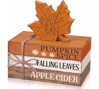 Wooden Leaves Hello Fall Decor, Fall Decorations for Home | 4 Pcs Leaves Fall Home Decor Farmhouse Autumn Thanksgiving Table Tiered Tray Decorations, Fall Party Centerpiece for Kitchen，Cider
