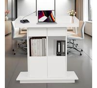 Wooden Lectern Podium Stand 3-Tier Storage Podiums for Church Pulpits for Churches Wood Standing Lecterns for Classroom Speech Conference, with Two Drawers (White, 31.5 * 20in)