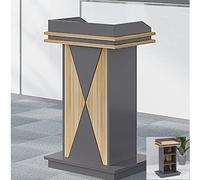 Wooden Lectern Podium Stand for Churches & Auditoriums, Portable Floor-Standing Speaking Stand for Classroom, Reception Desk, and Hostess Station - Adjustable Height & Durable Design