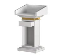 Wooden Lectern Podium Stand for Conferences Churches & AuditoriumsMultiFunctional Speech Reception Desk Elegant White Design Perfect for Public Speaking